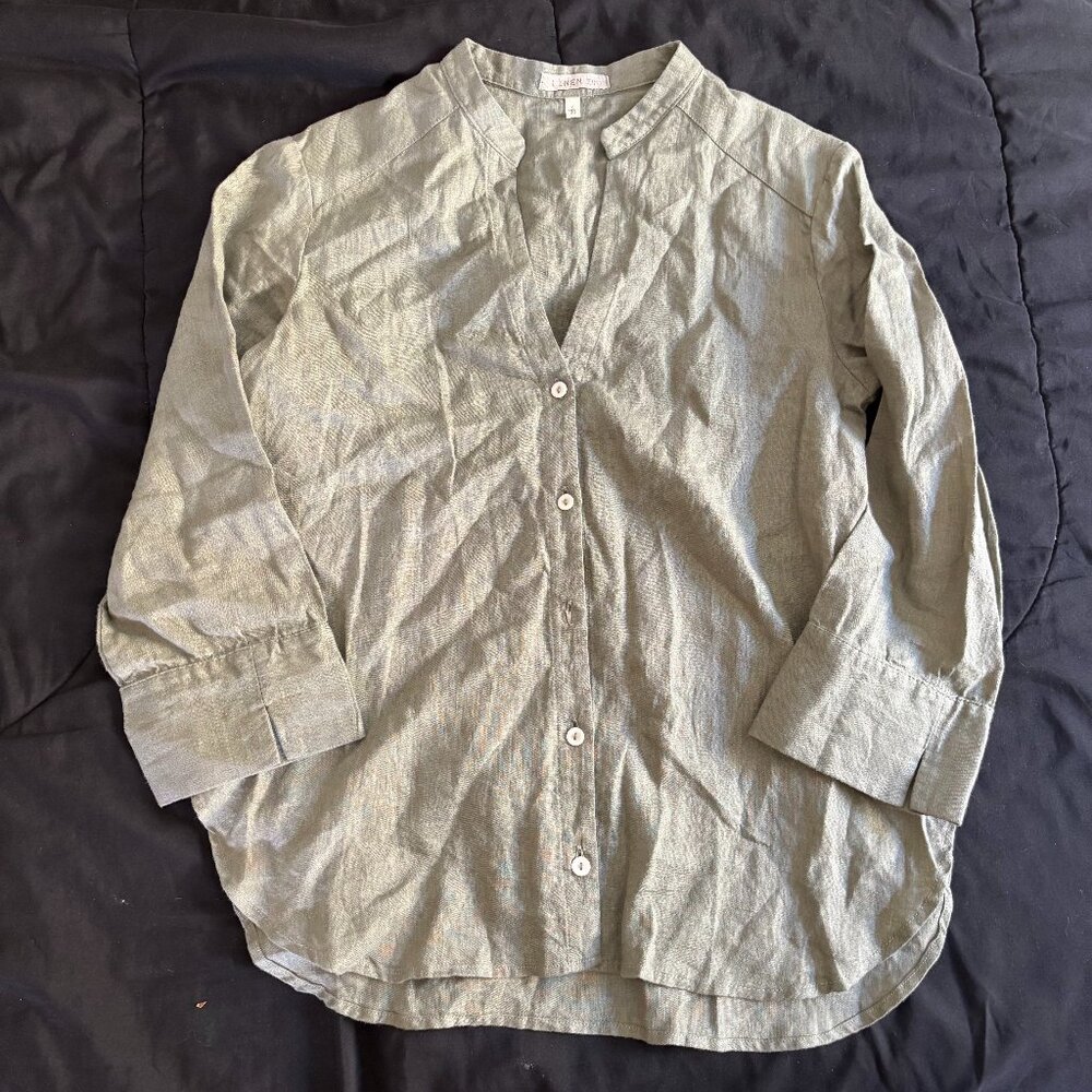 NWOT Linen Shirt - Size S, Olive Green